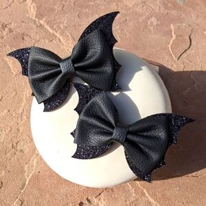 Halloween Bat Bow Hair Clips (pair)